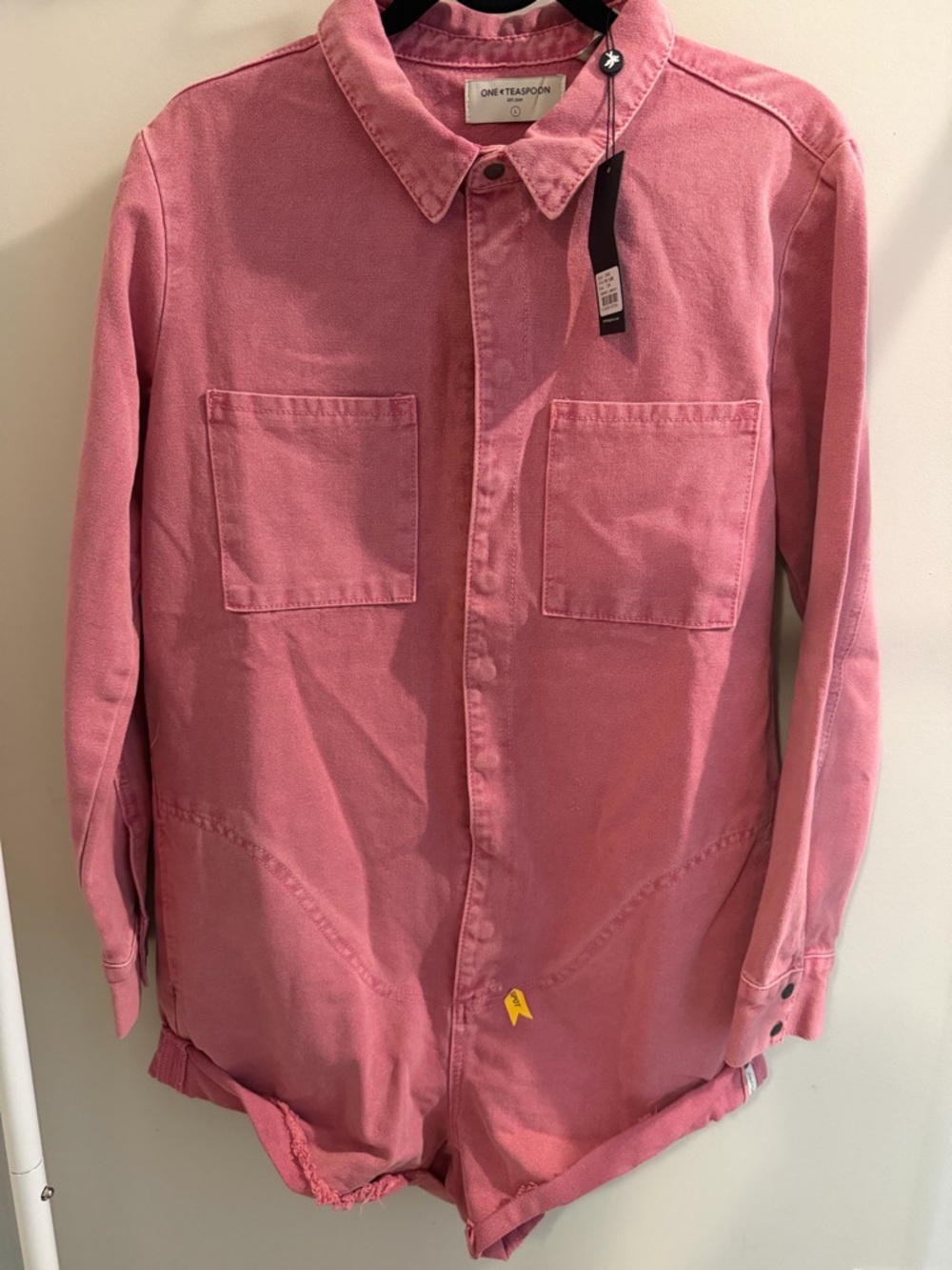 One Teaspoon Pink Button-Front Romper - Picture 3 of 4